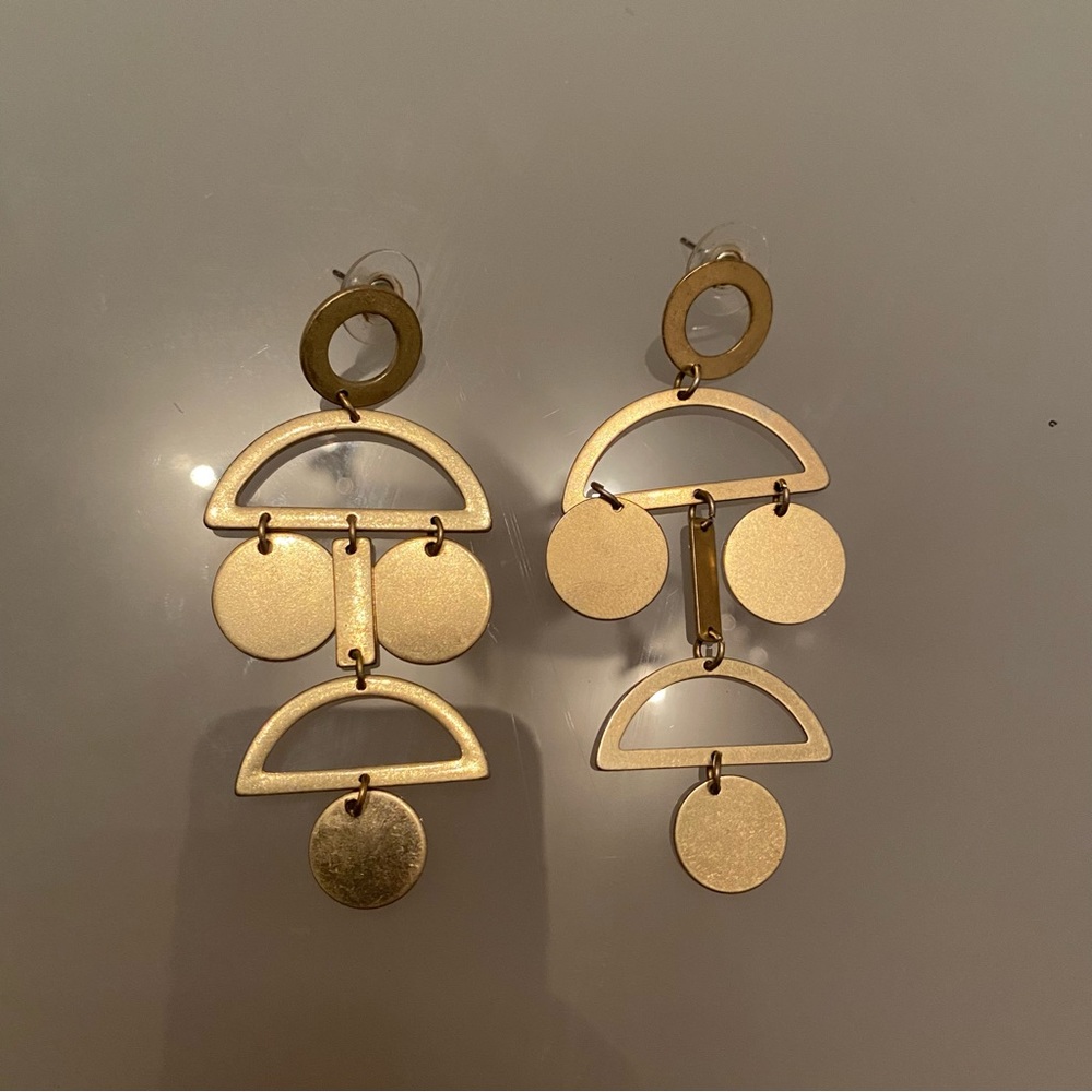 Geometric Gold Hanging Earrings | Costume